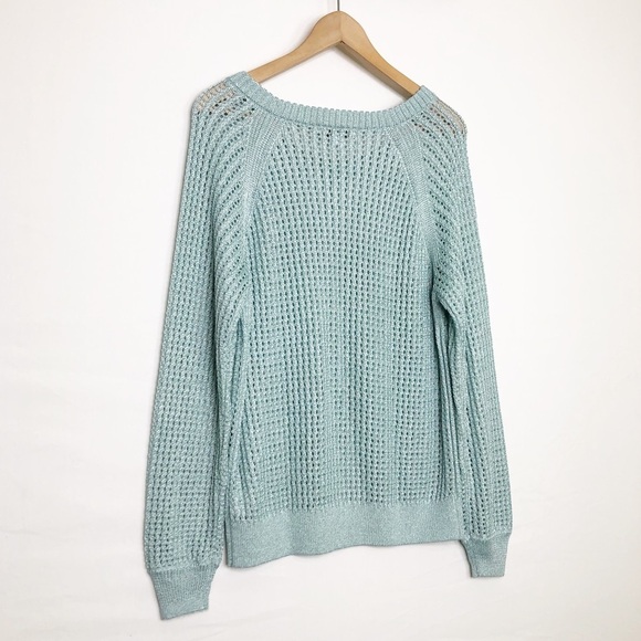 Intermix teal green open knit sweater - Picture 4 of 11